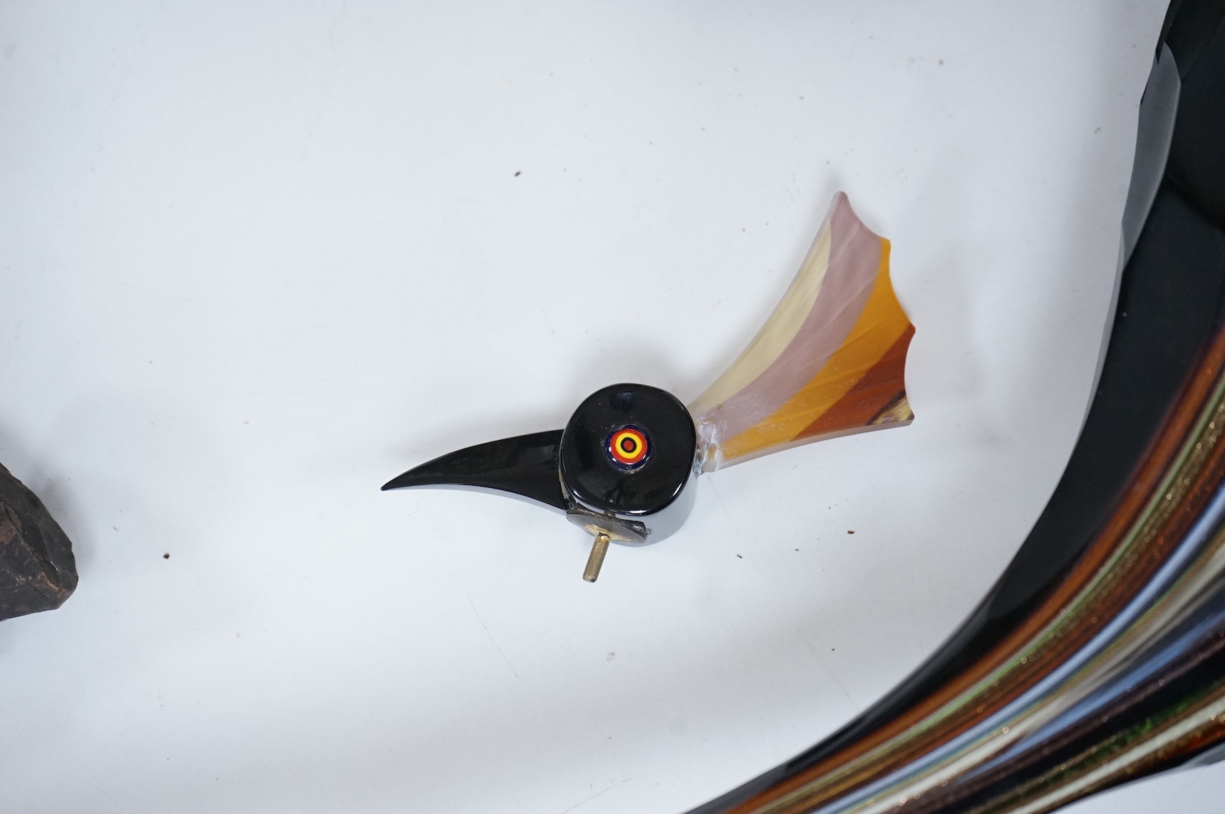 A large Murano glass model of an emu on stand, 97cm in length